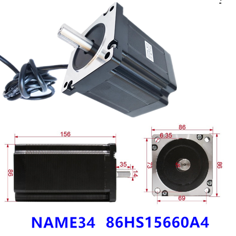 NEMA 34 CNC stepper motor 86X156mm 12.5N.m 5.5A Diameter 14mm Nema34 stepping motor 1700Oz-in for CNC engraving machine high ► Photo 1/3