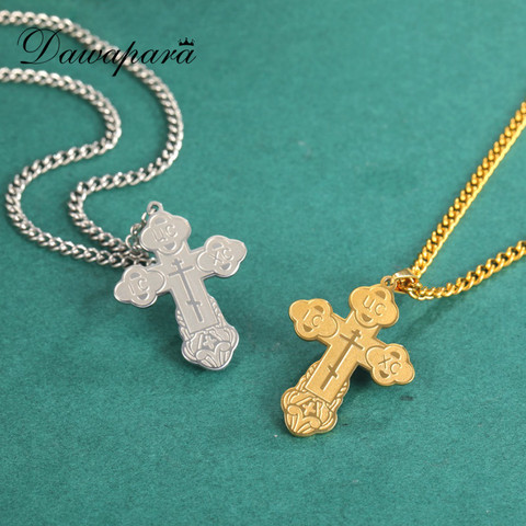 Dawapara Eastern Orthodox Serbian Cross Pendant Necklace Stainless Steel Jewelry Talisman Charm Necklaces ► Photo 1/6