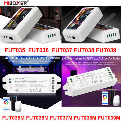 FUT035 FUT036 FUT037 FUT038 FUT039 Miboxer (NEW) 2.4G 4-Zone LED Controller Dimmer Single Color CCT RGB RGBW RGB+CCT Strip ► Photo 1/6