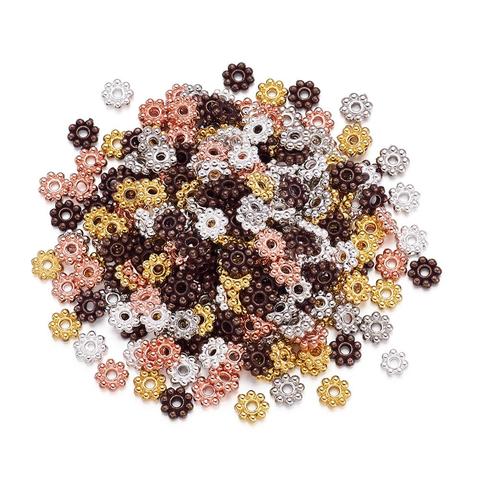 300pc/bag Daisy Flower Spacer Beads Alloy Metal Bead Findings For DIY Jewelry Bracelets Necklaces Making Mixed Color Wholesale ► Photo 1/6