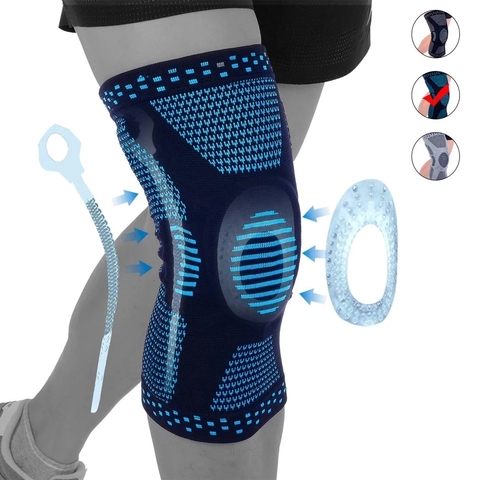 Knee Brace Compression Sleeve,Elastic Knee Wraps with Silicone Gel & Spring Support,Medical Grade Silicone Knee Protector ► Photo 1/6