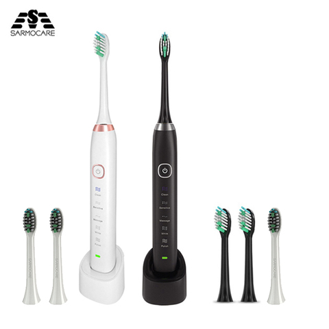 Electric Toothbrush S100 Ultrasonic Sonic toothbrush Wireless rechargeable battery IPX7 Waterproof included extra brushes head ► Photo 1/6