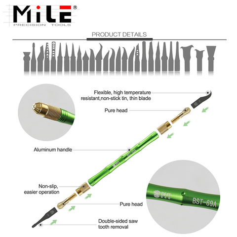 MILE 27in1 BGA Maintenance Knife For iPhone CPU NAND CHIP IC Remove Glue Disassemble Rework Blade ► Photo 1/6