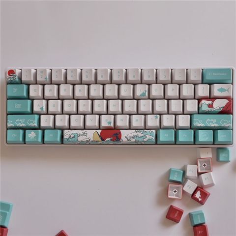 Sea Coral Keycap PBT Five Sides Dye-Subbed Spacebar 6.25U OEM Profile Space Bar Keycap for DIY Mechanical Keyboard ► Photo 1/6