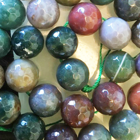 FLTMRH  Wholesale 4 6 8 10 12 14mm Faceted Natural Indian Agat Round loose stone jewelry Beads Agat Beads DIY ► Photo 1/2