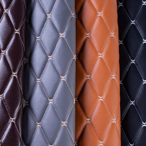 High-grade PU leather / perforated embroidered plaid fabric / car interior roof fabric / plaid car seat cushion sponge fabric ► Photo 1/6