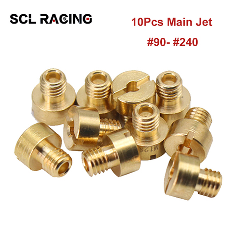 SCL Racing New 10pcs Motorcycle Carburetor Main Jet Thread Injector Nozzle Size #90-#240 Set For HS40 HSR42 TM36 VM16 VM29 Carb ► Photo 1/6