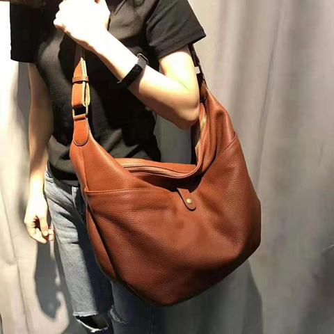 Woman Soft Cowhide Shoulder Bags Fashion Large Genuine Leather Tote Ladies Korean Design Casual Messenger Bag Feminina Handbags ► Photo 1/6