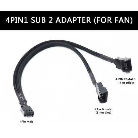 4 Pin Y Splitter Cable 4 Pin PWM Female to 3/4 Pin Motherboard CPU Fan PC Case Fan Extension Adapter Cable Fan Cooling Accessory ► Photo 1/6