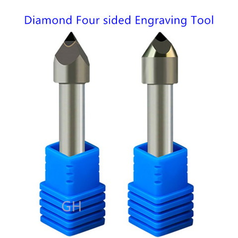 Diamond Engraving Cutter Granite Engraver Stone tools Marble Relief cnc Bit 4 edge PCD Shank 6 mm Milling carving Tool ► Photo 1/6