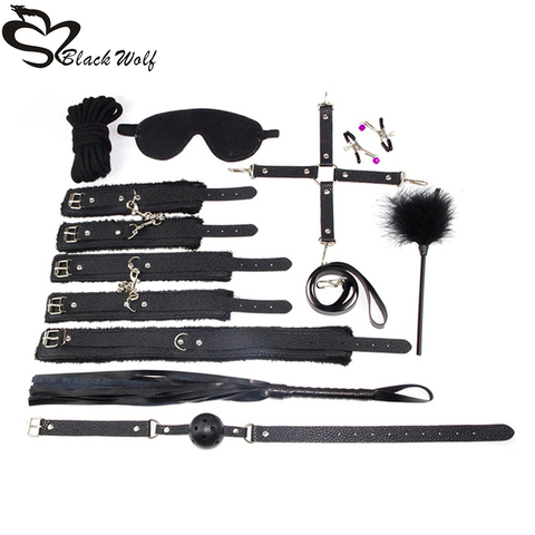 10 pcs bdsm bondage Sex Toys for Couples Exotic Accessories PU BDSM Sex Bondage Set Sexy Handcuffs Whip Rope  Sex Products ► Photo 1/6