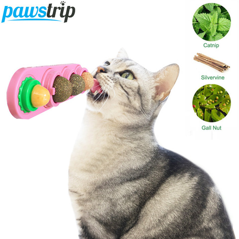 4pcs Catnip Ball Set Cat Treat Toys Snack Self-Adhesive Rotated Catnip Ball Cats Wall Mount Molar Teething Toy For Cats Ball ► Photo 1/5