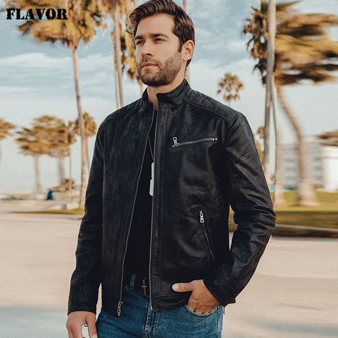 New Men's Real Leather Jacket with Genuine Pigskin Leather Motorcycle Jacket Coat Men ► Photo 1/5