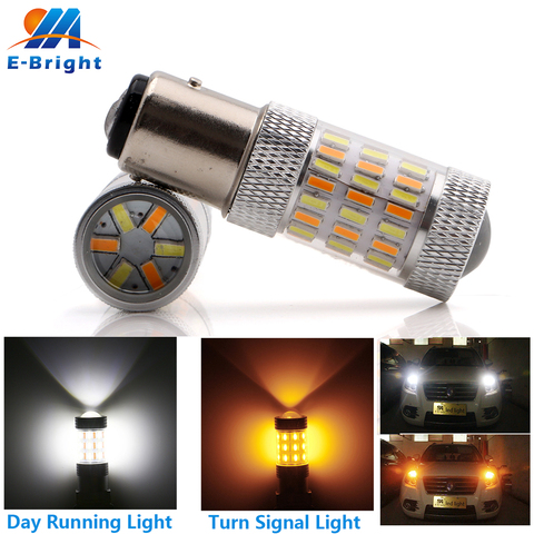 2 PC 1157 BAY15D Dual Function Bulb Led Turn Signal Light White Amber/Yellow 4014 60 SMD DC12V Car Brake Warning Light Auto Lamp ► Photo 1/6