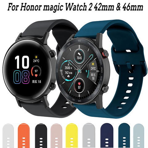 For Honor magic Watch 2 42mm 46mm Band Silicone Watchbands 20mm 22mm watch band bracelet For Huawei Watch GT 2 ремешок pulseira ► Photo 1/6