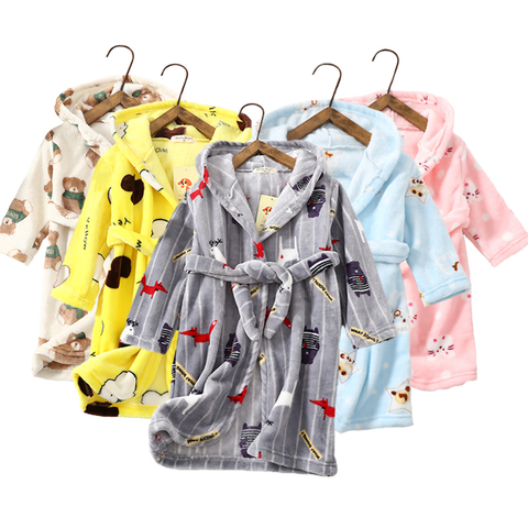 Children bathrobe for girls and boys soft Child Flannel sleepwear Kids pajamas Boys Robe cartoon Children clothing 2 to 8 years ► Photo 1/6