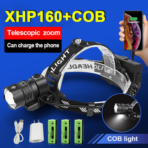 New XHP160 Most Powerful Led Headlamp XHP90 High Power Led Headlight 18650 Light Rechargeable Head Flashlight Zoom Usb Head Lamp ► Photo 1/6