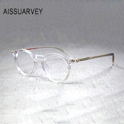 Acetate Transparent Glasses Frames for Women Men Handmade Optical Round Eyeglasses Frame Vintage Prescription Clear Designer ► Photo 1/6