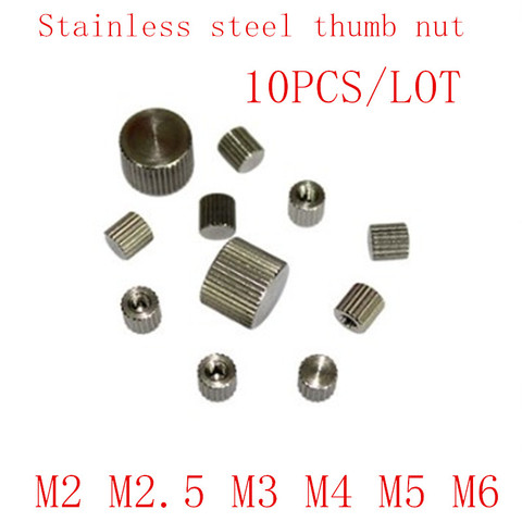 10pcs/lot  M2 M2.5 M3 M4 m5 m6 stainless steel small head knurled thumb nut hand tighten nut ► Photo 1/1