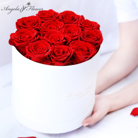 Preserved Immortal Rose Flowers with Hug Bucket Box Gift Wedding Bouquet Materials Eternal Life Flower Rose Valentine's Day Gift ► Photo 1/6