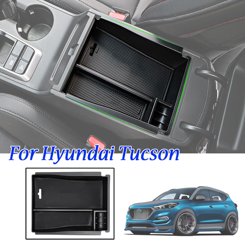 Armrest Storage Box Central Console Glove Tray Holder For Hyundai Tucson TL 2015 2016 2017 2022 AT DRIVE Car Organizer ► Photo 1/6