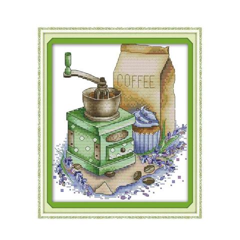 Coffee 2 cross stitch kit aida 14ct 11ct count print canvas embroidery DIY handmade needlework ► Photo 1/1