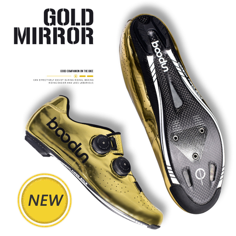 boodun 2022 New gold Road Cycling Shoes road bike Self-Locking Shoes Carbon Fiber Ultralight professional Bicycle Racing Shoes ► Photo 1/6