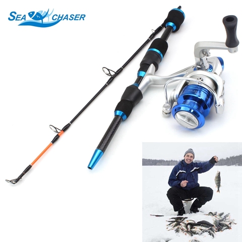 winter On ice fishing rod 65cm 75g Superhard carbon rod and Spinning Reel set Winter Travel  fishing tools ► Photo 1/6