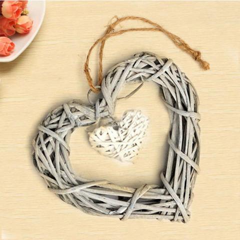 Chic Wicker Hanging Hearts Gray White Artificial Wreaths DIY Heart Wicker for Wedding Birthday Party Wall Hanging Decoration ► Photo 1/6
