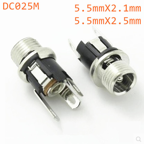 10pcs DC025 DC Power Socket Jack DC-025 DC-025M 3Pin Size Adaptation 5.5x2.5mm 5.5x2.1mm Power Female Plug DC025M Waterproof cap ► Photo 1/1