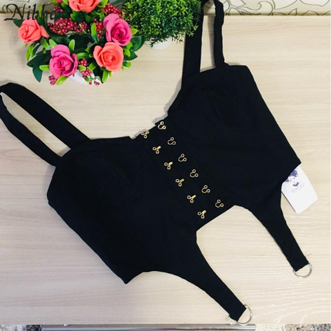 Nibber sexy low cut black crop tops women camisole 2022 spring new hot wild home wear high street leisure tank tops tees femme ► Photo 1/6