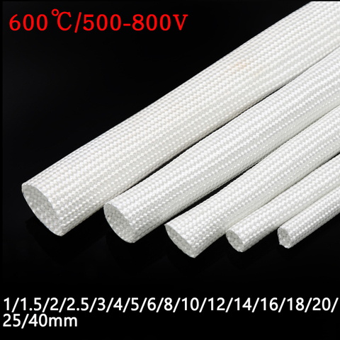 ID 1mm ~ 40mm Fiberglass Tube 600 Deg.C High Temperature Chemical Glass Fiber Braided Sleeve Soft Wire Pipe Protector White ► Photo 1/6