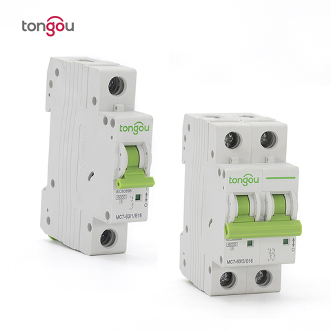 Curve B 1P 2P 1A 6A 10A 16A 20A 25A 32A 40A 50A 63A Miniature Circuit Breaker 6KA 110V/220V/400V 50/60HZ Type B MCB TOMC7-63 ► Photo 1/5