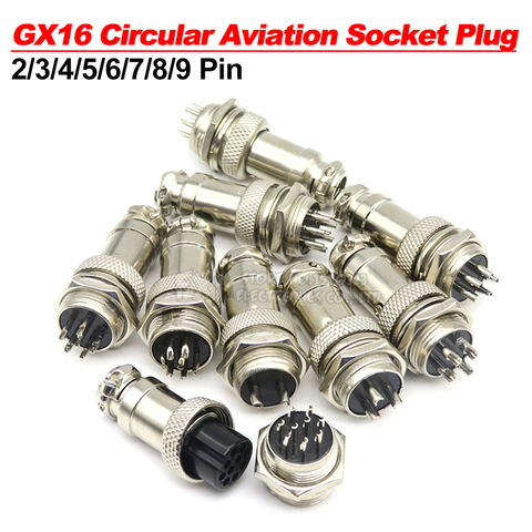 1Set GX16 2/3/4/5/6/7/8/9 Pin Male & Female 16mm ibuw Metal Circular Aviation Connector Socket Plug 2PIN 3PIN 4PIN 5PIN 6PIN ► Photo 1/6