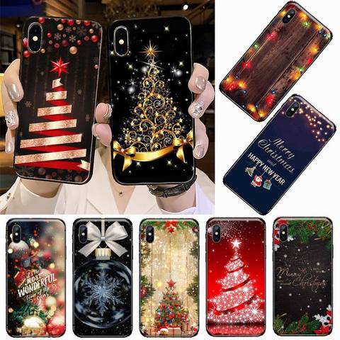 Marry Christmas Holiday Tree New Year Phone Case for iPhone 11 12 pro XS MAX 8 7 6 6S Plus X 5S SE 2022 XR ► Photo 1/6
