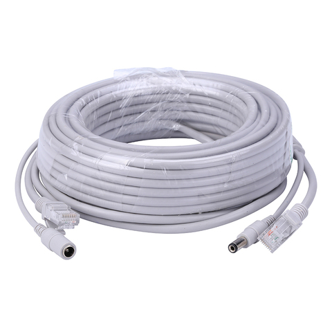 5M/10M/20M/30M Optional 2.1mm/5.5mm jack RJ45 + DC Power Extension Ethernet CCTV Cable For IP Cameras NVR System ► Photo 1/4