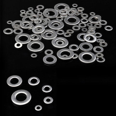 500/105pcs Stainless Steel Flat Washer Metric Flat Washers Assortment Kit Set M3/M4/M5/M6/M8/M10 For Hardware Accessories ► Photo 1/6