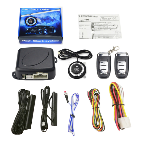 12V Auto car keyless entry start system one start stop engine push button vehicle alarm PKE remote start dropshiping ► Photo 1/6