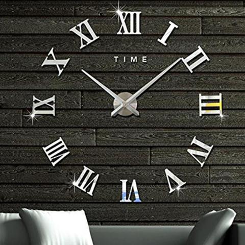 Wall Clock Roman Numbers Acrylic Self-adhesive Mirror Surface 3d DIY Sticker Wall Clock Needle Living Room vintage Home Decor ► Photo 1/1