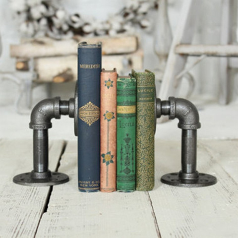 Retro Industrial Style Pipeline Bookends Novelty Vintage Pipeline Bookstand ► Photo 1/5