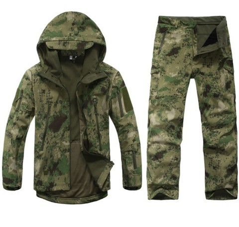 Camouflage Hunting Clothing Shark Skin Soft Shell Lurker Tad V 4.0 Outdoor Tactical Military Fleece Jacket + Uniform Pants Suits ► Photo 1/6