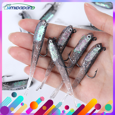3PCS 75mm With Hook Soft Lure Silicone Artificial Bait Saltwater Freshwater Fishing Soft Lures Fishing Lure Fishing Gear ► Photo 1/6