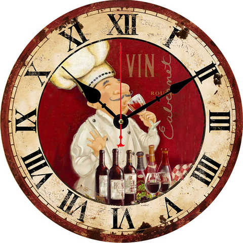 Figure Wall Clocks Shabby Retro Home Kitchen Room Decor Rustic Cooker Non-Ticking Silent Quiet Cook Small Kitchen Clocks ► Photo 1/3