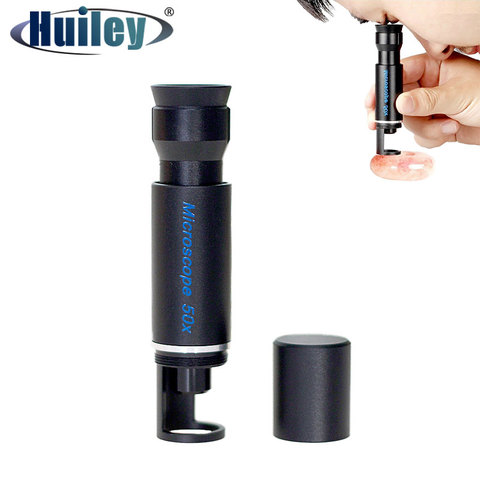 50x Full Metal Portable Pocket Magnifier Compact Blue Coated Film Handheld Microscope Magnifier for Jewelry Identification ► Photo 1/6