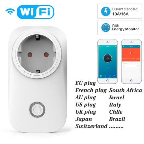 EU Smart Plug WiFi Socket power energy meter 10A/16A Power Monitor Timing Function Tuya SmartLife APP Control Works ► Photo 1/6