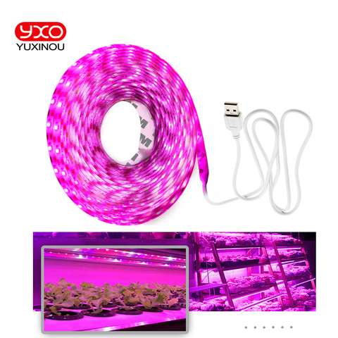 Full Spectrum LED Grow Lights USB LED Strip Lights 370-780nm 2835 Chip LED Grow Lamps 0.5m 1m 2m 3m  for Indoor Plants growing ► Photo 1/6