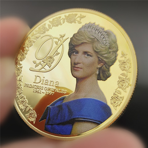 Five Pounds 999 Gold Silver Plated Coin Diana Princess of Wales Coins Collectibles Coins of British Diana Spencer ► Photo 1/4