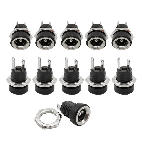 10Pcs 5.5mm x 2.1mm DC Jack Connector DC 5.5*2.1 Power Female Supply Socket Panel Mount Connectors 2 legs Terminals Plug Adapter ► Photo 1/6