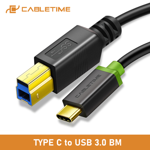 CABLETIME Type C to USB 3.0 BM Printer Durable Cable 5Gbps High Speed USB3.0 Extension Printer Cable For HP Printer C244 ► Photo 1/6