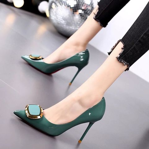 Cresfimix zapatos dama women fashion sweet green pu leather high heel shoes for night club party lady classic office pumps a6153 ► Photo 1/6